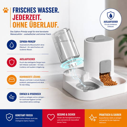 Automatischer Futter- & Wasserspender – Versorgt deine Fellnase rund um die Uhr