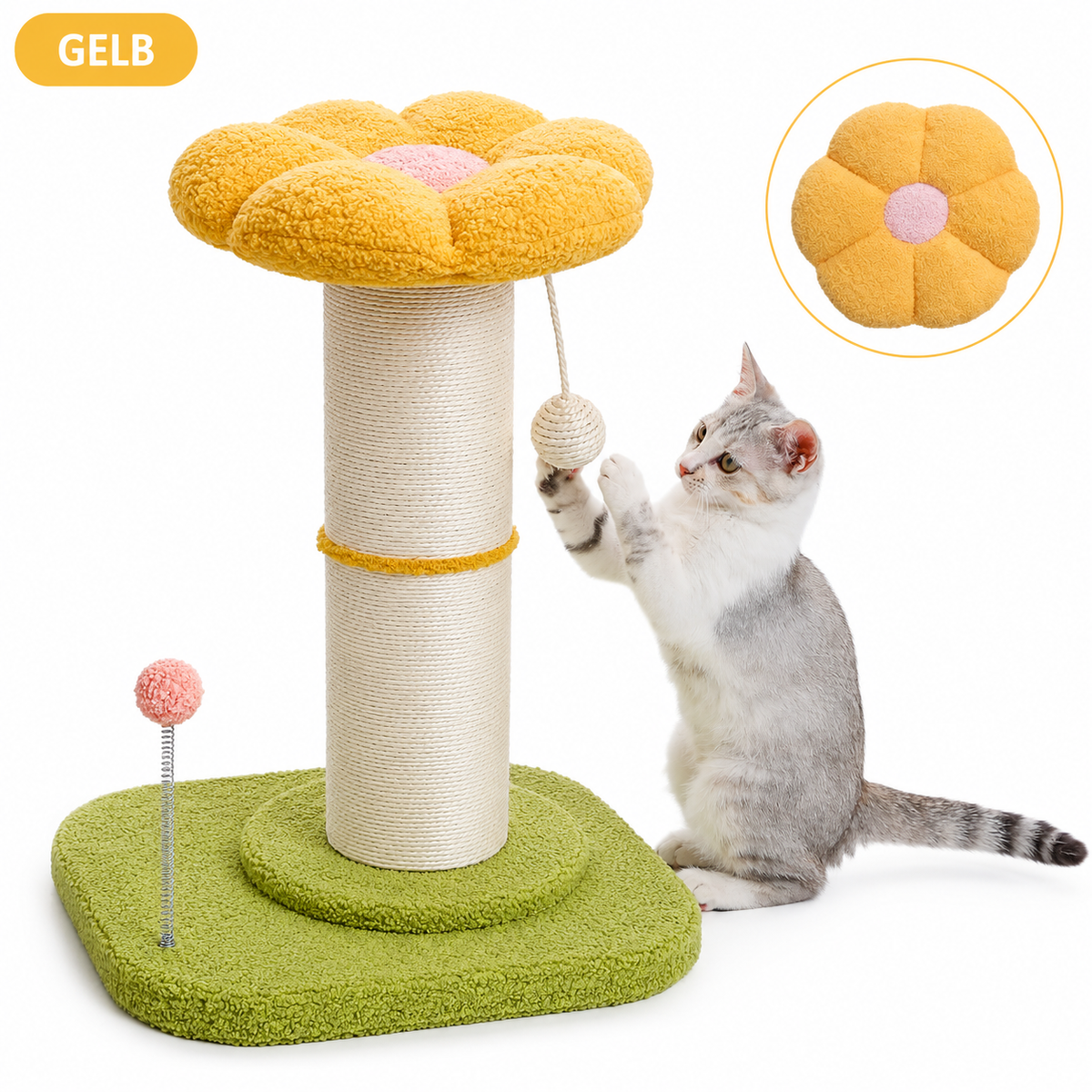 Blüten-Kratzbaum für Katzen – Stylischer Sisal-Spielturm fürs Wohnzimmer