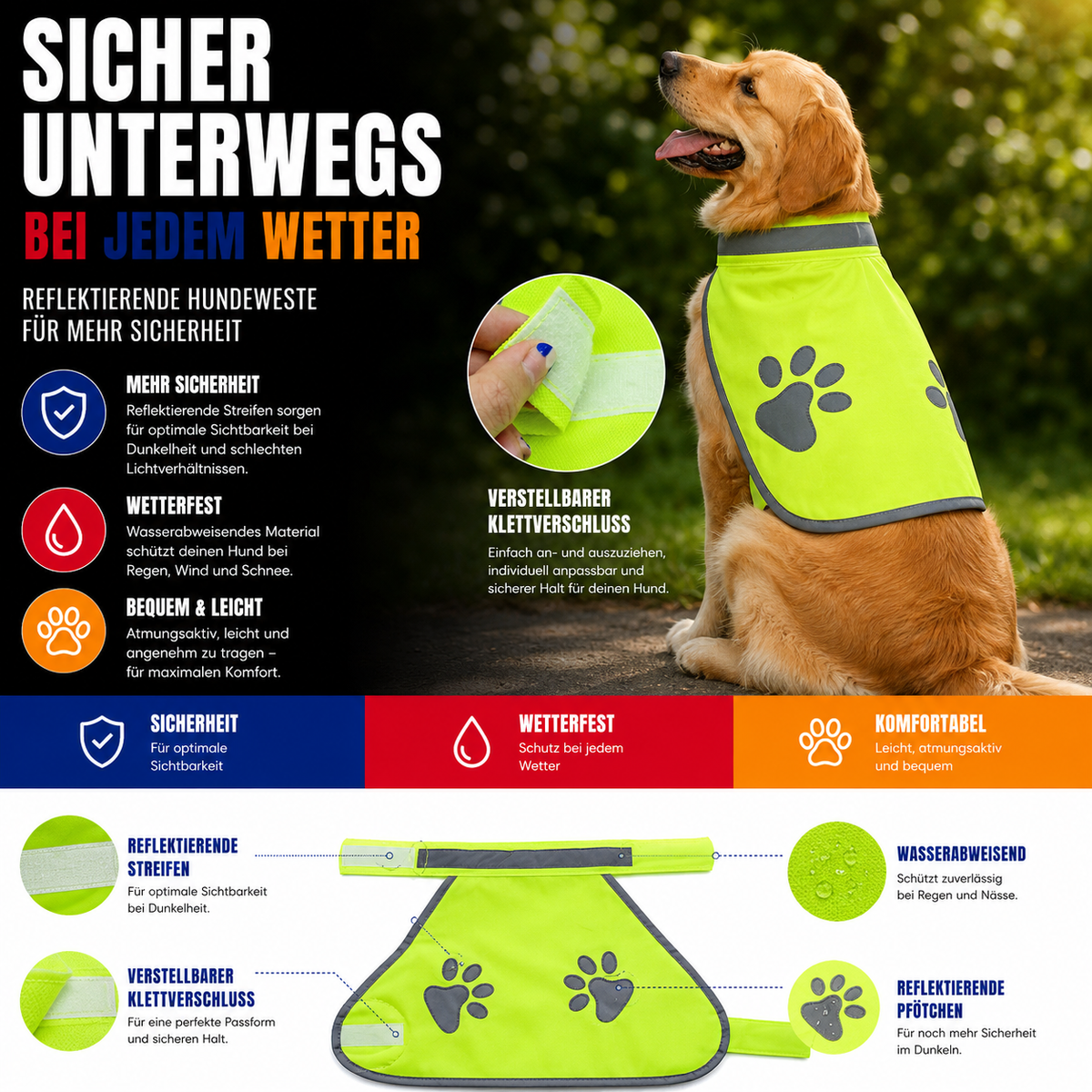 Reflektierende Hundeweste – Maximale Sichtbarkeit bei Nacht & schlechtem Wetter